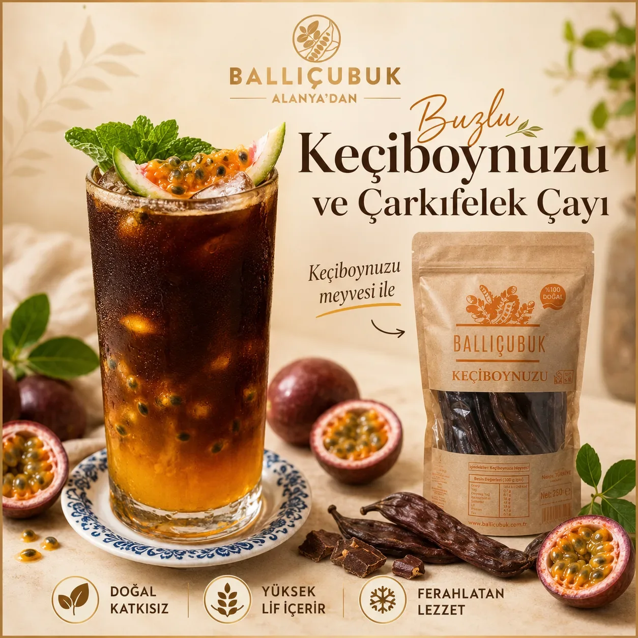 Keçiboynuzlu ve Çarkıfelek Meyveli Buzlu Çay Tarifi