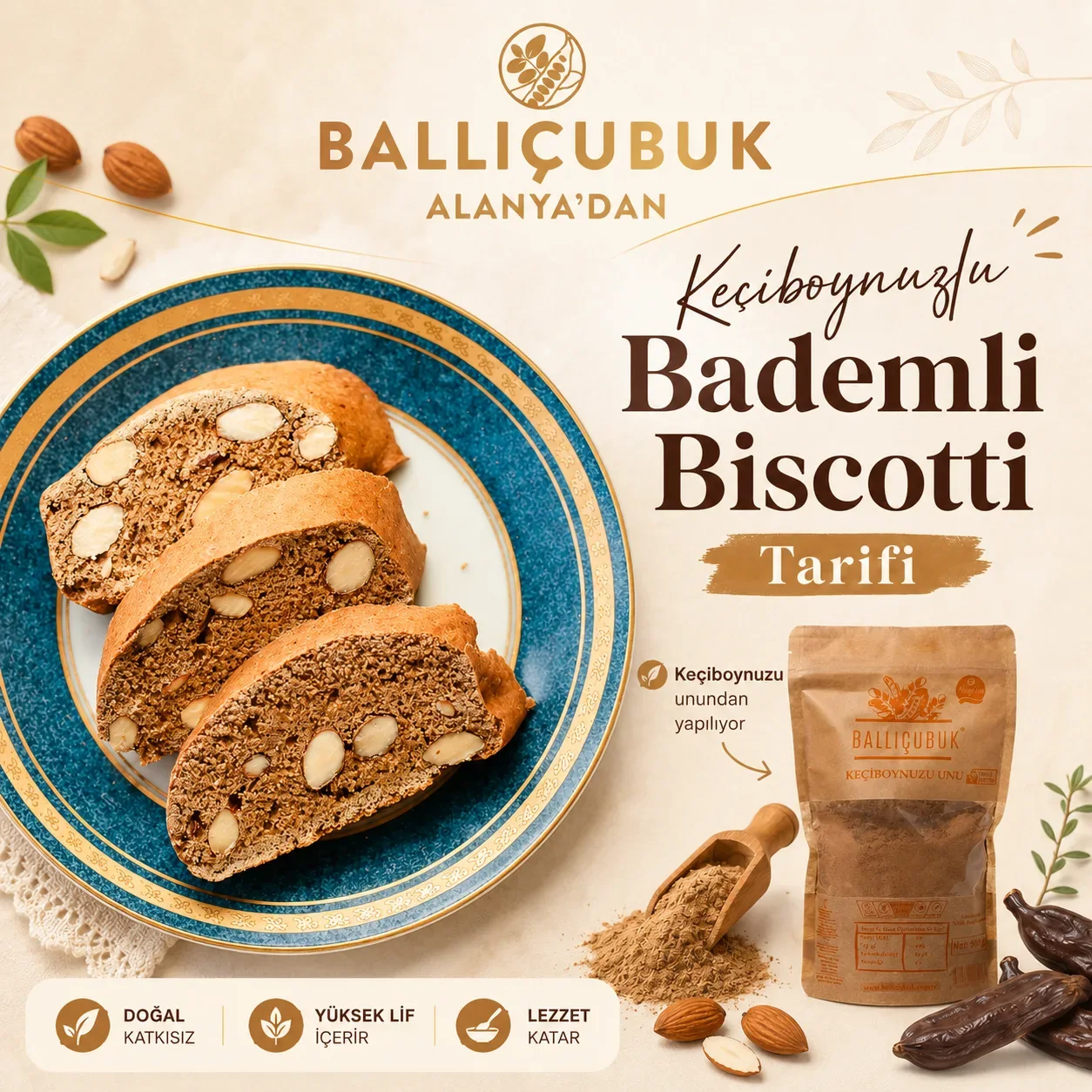 Bademli Keçiboynuzlu Biscotti Tarifi