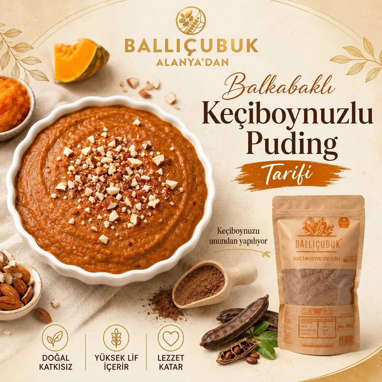 Balkabaklı Keçiboynuzlu Puding Tarifi