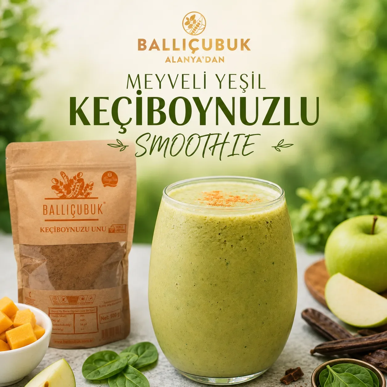 Meyveli Yeşil Keçiboynuzlu Smoothie Tarifi